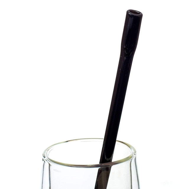 Kiemeu Reusable Glass Straws Shatter Resistant Black Straws Reusable  Smoothie Straws Reusable Straws Thick Drinking Straws, Elliptical Opening
